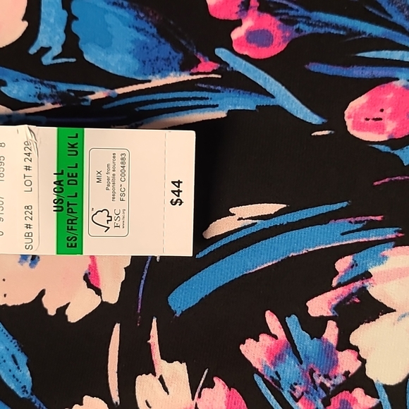 BLACK LABEL BY EVAN PICONE WOMANS BEAUTIFUL FLORAL TOP SIZE LARGE - Picture 6 of 14